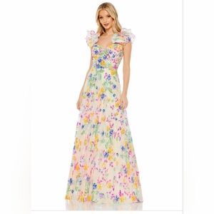 Mac Duggal Signature Colorful Floral Maxi Dress - Size 12